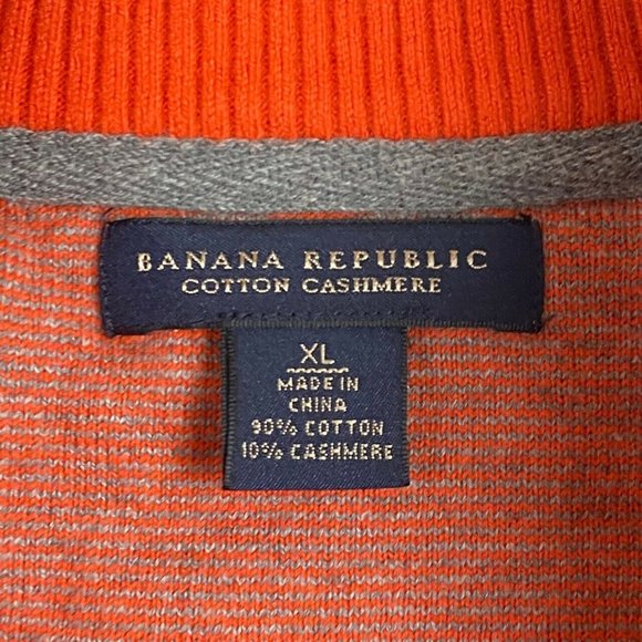 Banana Republic Sweater Cotton Cashmere Mock Neck 1/4 Button Orange Size XL - Picture 4 of 9
